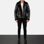 Francis B-3 Black Leather Bomber Jacket - Image 3