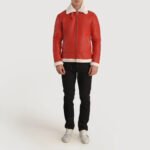 Francis B-3 Red Leather Bomber Jacket - Image 3