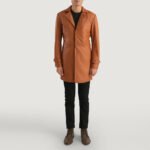 Infinity Tan Brown Leather Coat - Image 3