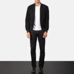 Shane Black Suede Bomber Jacket - Image 3