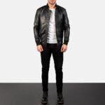 Bomia Ma-1 Black Leather Bomber Jacket - Image 3