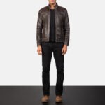 Youngster Brown Leather Biker Jacket - Image 3
