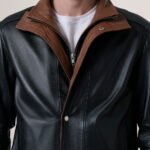 Alfred Black Leather Bomber Jacket - Image 6