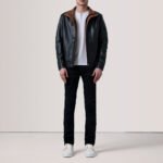 Alfred Black Leather Bomber Jacket - Image 2