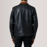 Alfred Black Leather Bomber Jacket - Image 5
