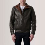 Alfred Brown Leather Bomber Jacket - Image 4