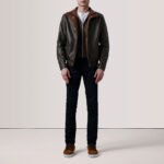 Alfred Brown Leather Bomber Jacket - Image 2