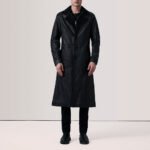 Charlton Black Leather Single Breasted Coat - Image 2