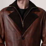Charlton Waxed Brown Leather Single Breasted Coat - Image 6