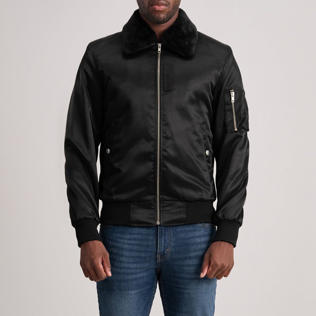 Men_sClydeB-15BlackBomberJacketCloseFront_1024x1024.jpg Clyde B-15 Black Bomber Jacket - Image 1