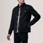 Colberto Black Waxed Canvas Trucker Jacket - Image 3