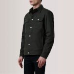 Colberto Olive Waxed Canvas Trucker Jacket - Image 3