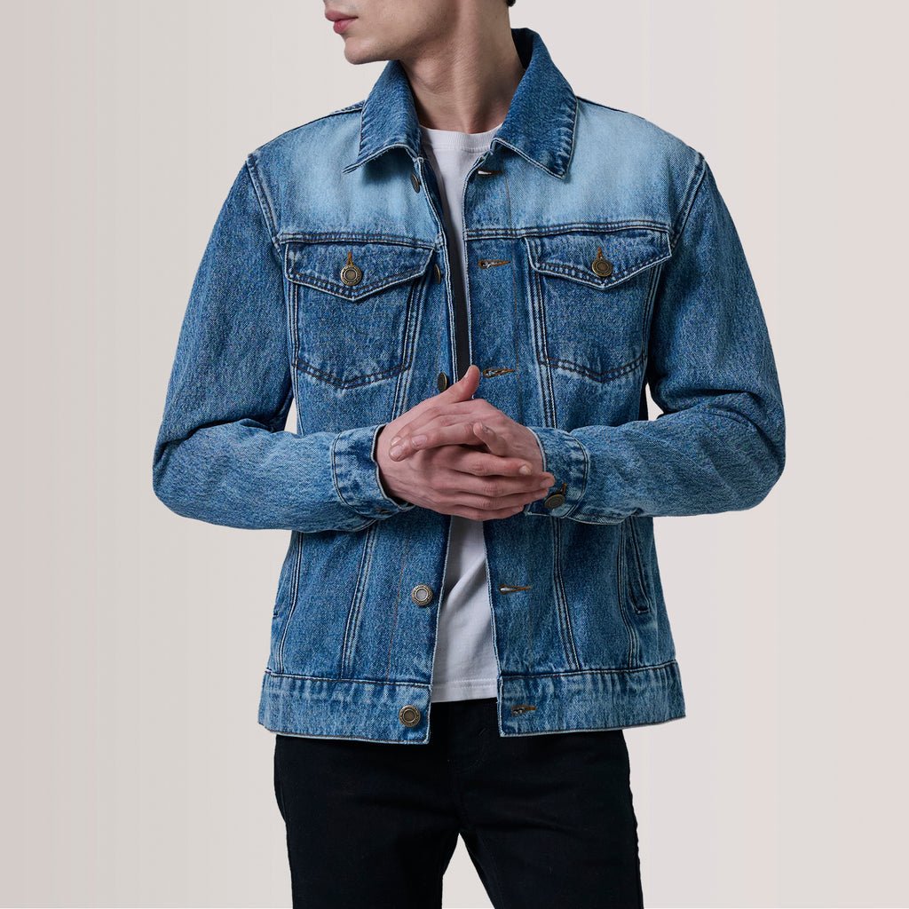 Men_sConardIceBlueDenimTruckerJacketOpenFront_1024x1024.jpg Conard Ice Blue Denim Trucker Jacket - Image 1