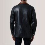Connor Black Leather Coat - Image 4