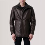 Connor Maroon Leather Coat - Image 5