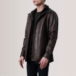 Connor Maroon Leather Coat - Image 3