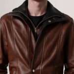 Connor Waxed Brown Leather Coat - Image 6