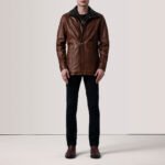 Connor Waxed Brown Leather Coat - Image 2