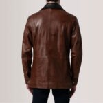 Connor Waxed Brown Leather Coat - Image 4