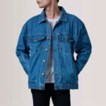 Eddie Dark Blue Oversized Denim Trucker Jacket - Image 5