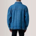Eddie Dark Blue Oversized Denim Trucker Jacket - Image 4