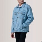 Eddie Light Blue Oversized Denim Trucker Jacket - Image 3