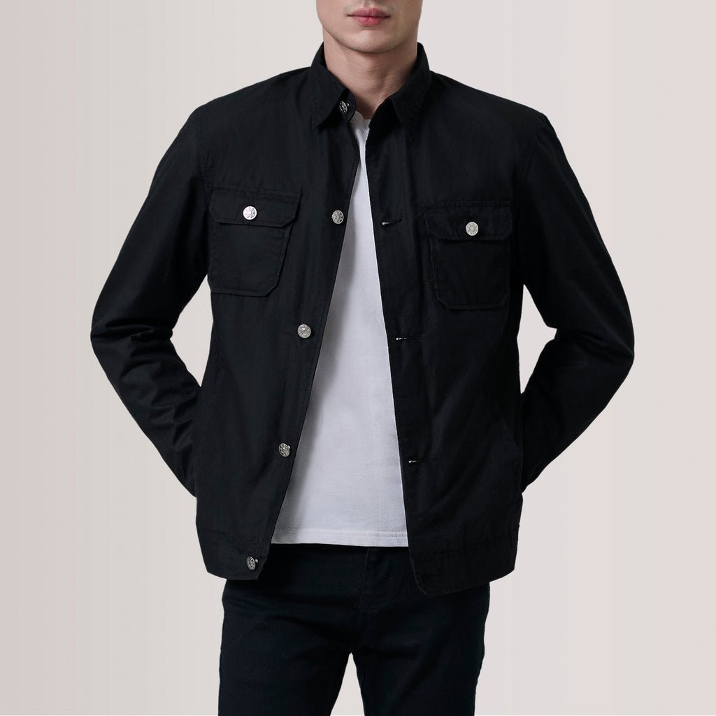 Men_sIrwinBlackWaxedCanvasFieldJacketOpenFront_1024x1024.jpg Irwin Black Waxed Canvas Field Jacket - Image 1