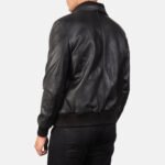 Air Rolf Black Leather Bomber Jacket - Image 5