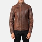Alex Brown Leather Biker Jacket - Image 4