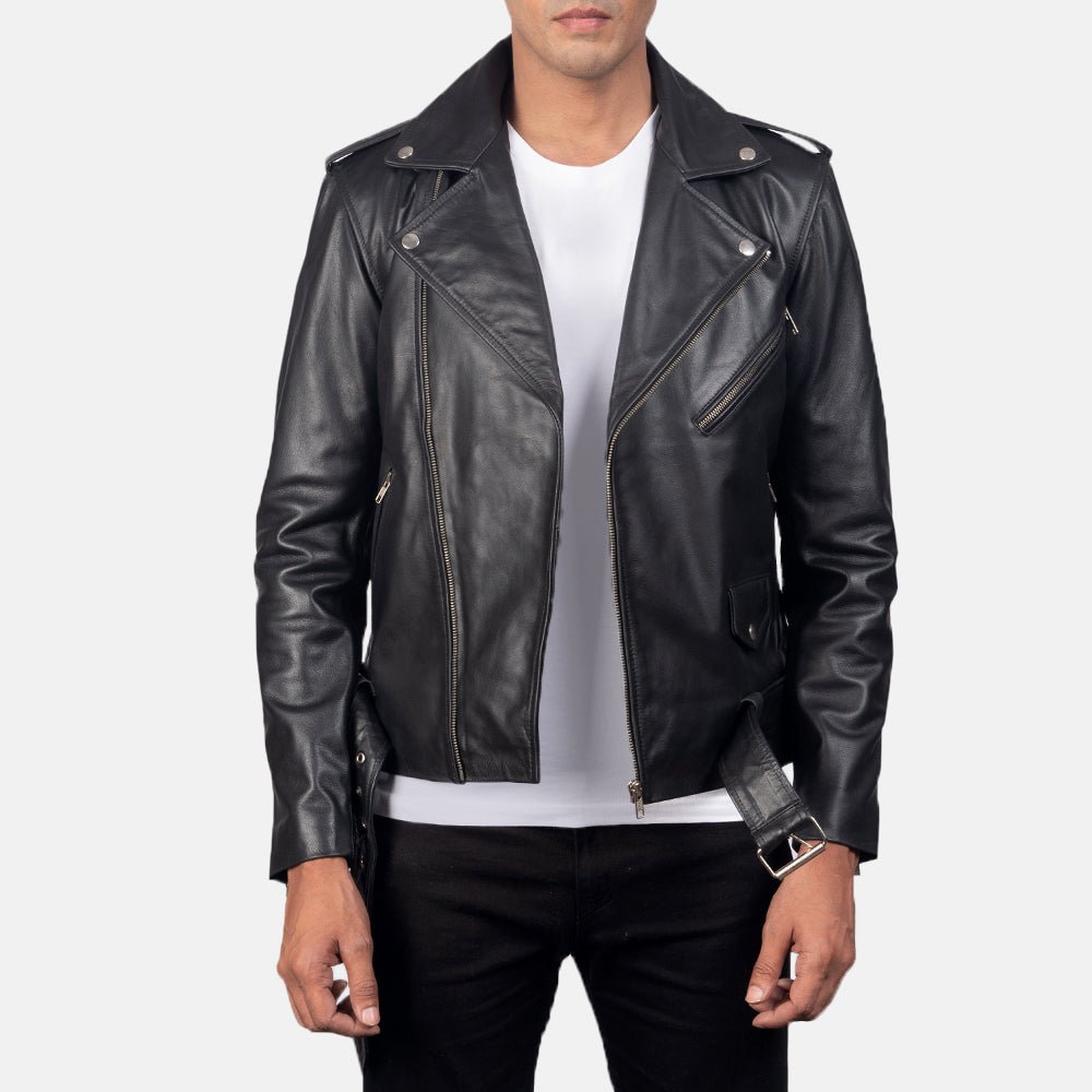 Allaric Alley Black Leather Biker Jacket - Image 1