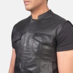 Atlas Moto Black Leather Vest - Image 6
