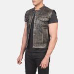 Atlas Moto Distressed Brown Leather Vest - Image 2