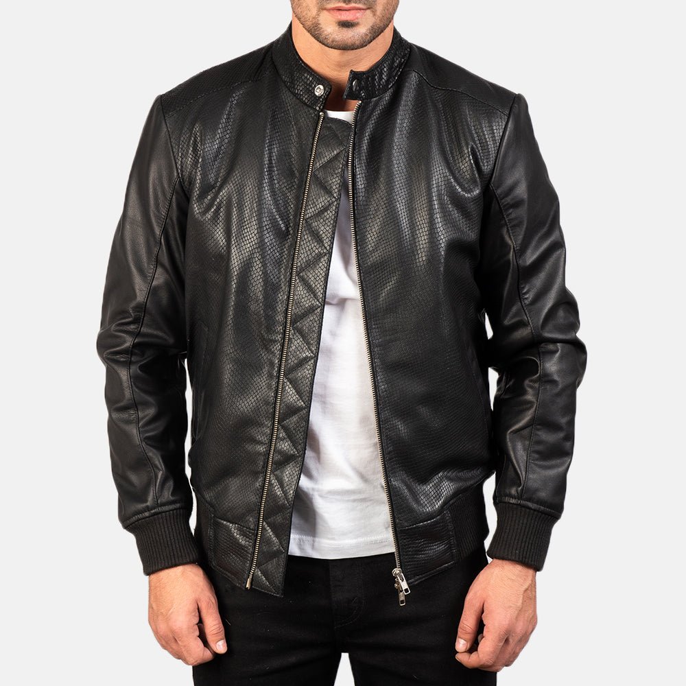 Men_s_Avan_Black_Leather_Bomber_Jacket-2_62c4a7f9-9bd5-49a3-9a54-672cb23428cd_1024x1024.jpg Avan Black Leather Bomber Jacket - Image 1
