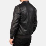 Avan Black Leather Bomber Jacket - Image 5