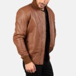 Bomia Ma-1 Brown Leather Bomber Jacket - Image 4