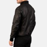 Bomia Ma-1 Distressed Black Leather Bomber Jacket - Image 4