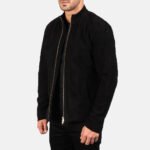 Charcoal Black Suede Biker Jacket - Image 2