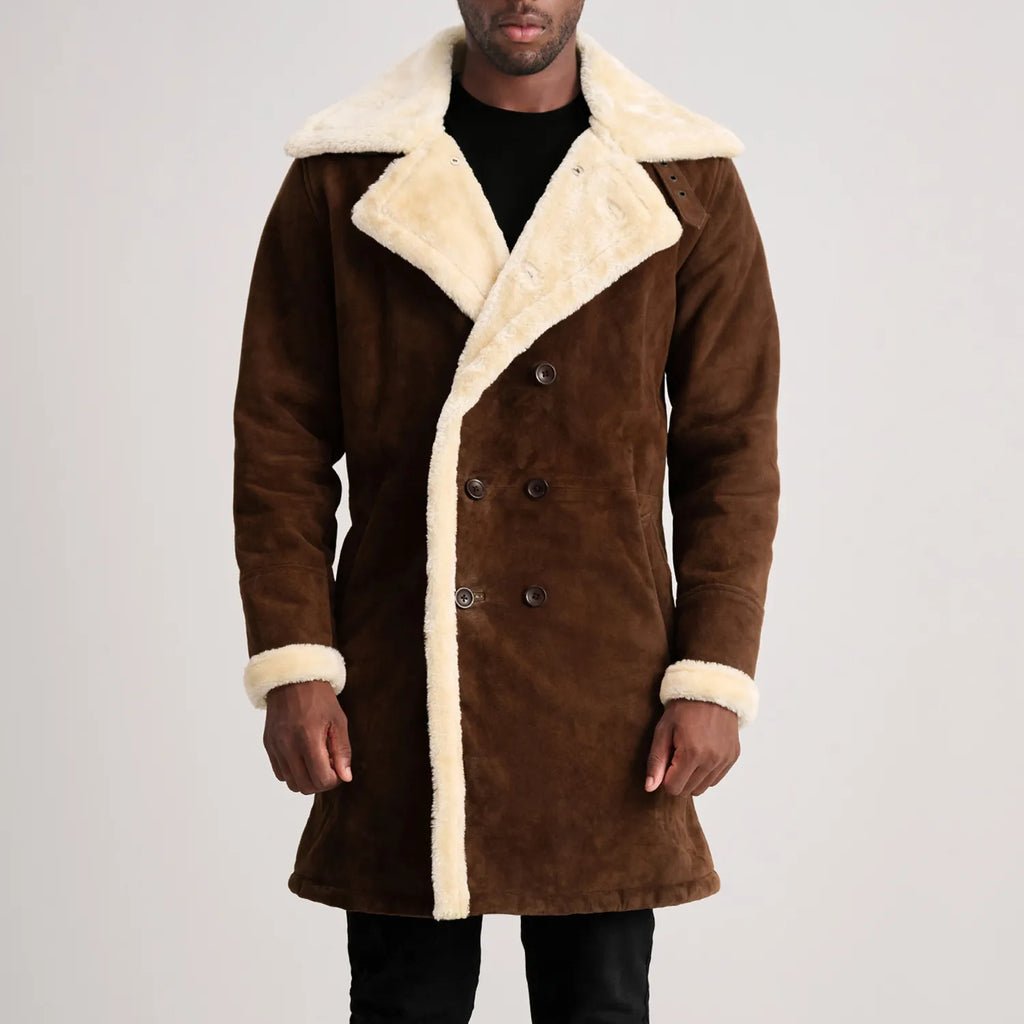 Charles Brown Suede Leather Shearling Double-Breasted Coat - Image 4