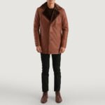Cinnamon Brown Leather Fur Coat - Image 3