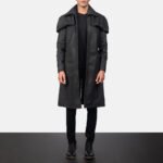 Classic Distressed Black Leather Duster - Image 6