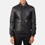 Coffmen Black A2 Leather Bomber Jacket - Image 4
