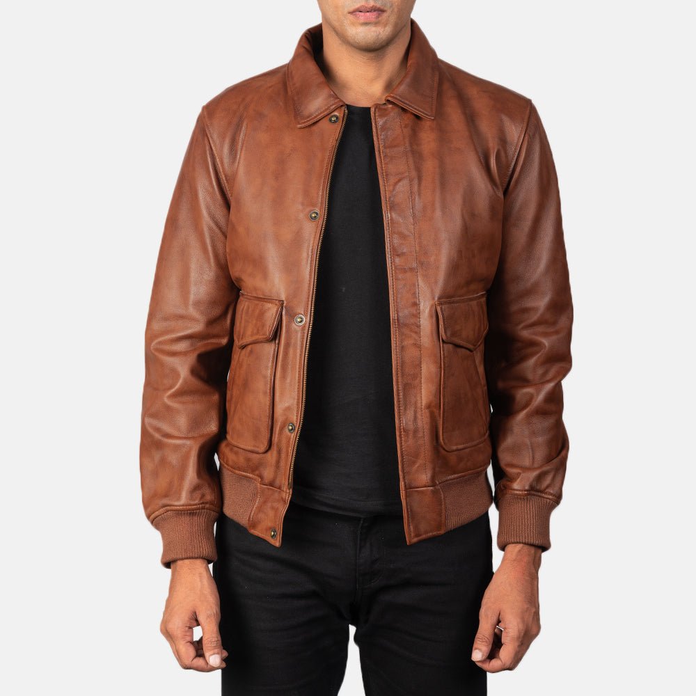 Men_s_Coffmen_Brown_Leather_Bomber_Jacket6232-4_c7740277-b615-49ac-b341-9901ef6ce5a6_1024x1024.jpg Coffmen Brown A2 Leather Bomber Jacket - Image 1