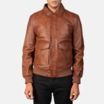 Coffmen Brown A2 Leather Bomber Jacket - Image 4