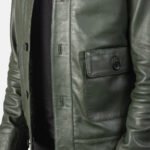Columbus Green Leather Bomber Jacket - Image 6