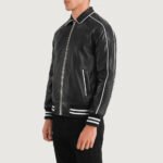 Cooper Black Leather Varsity Jacket - Image 2