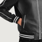 Cooper Black Leather Varsity Jacket - Image 6