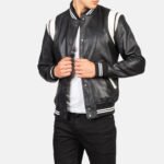 Dantee Black Leather Varsity Jacket - Image 6