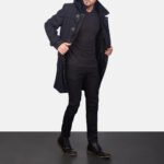 Drake Black Wool Hooded Duffle Coat