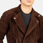 Faisor Mocha Suede Biker Jacket - Image 6