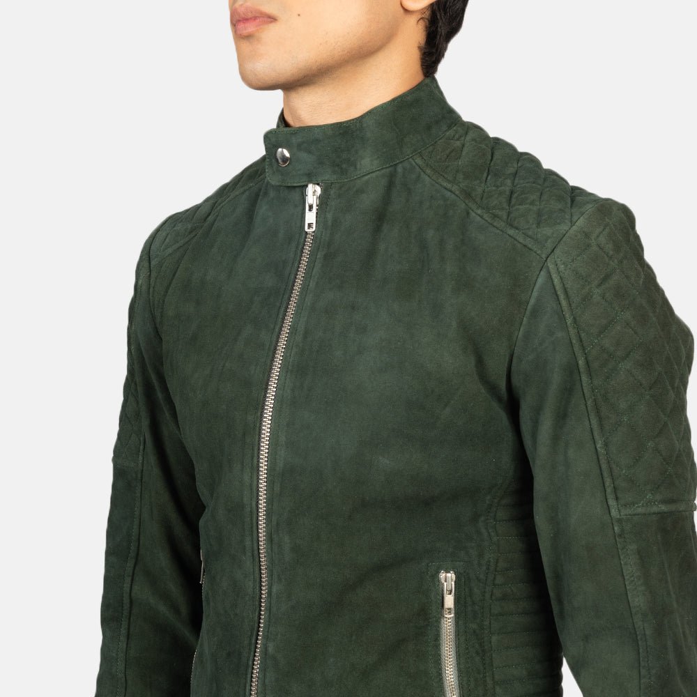 Fernando Quilted Green Suede Biker Jacket - Image 6